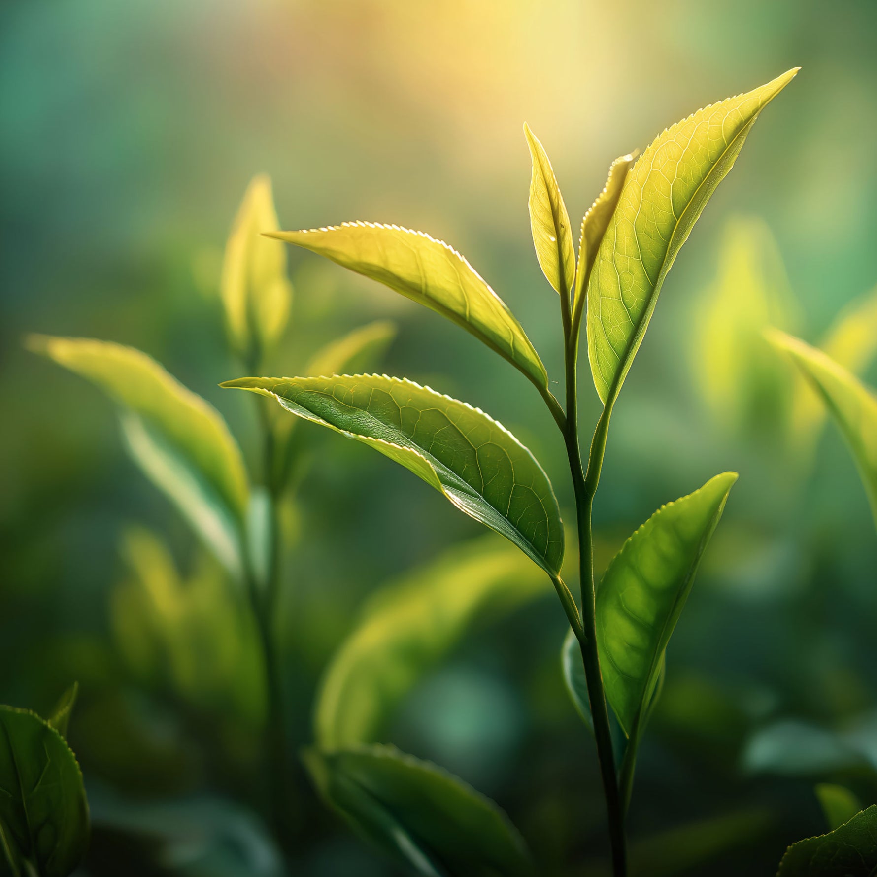 Close-up of green leaves with a blurred natural background