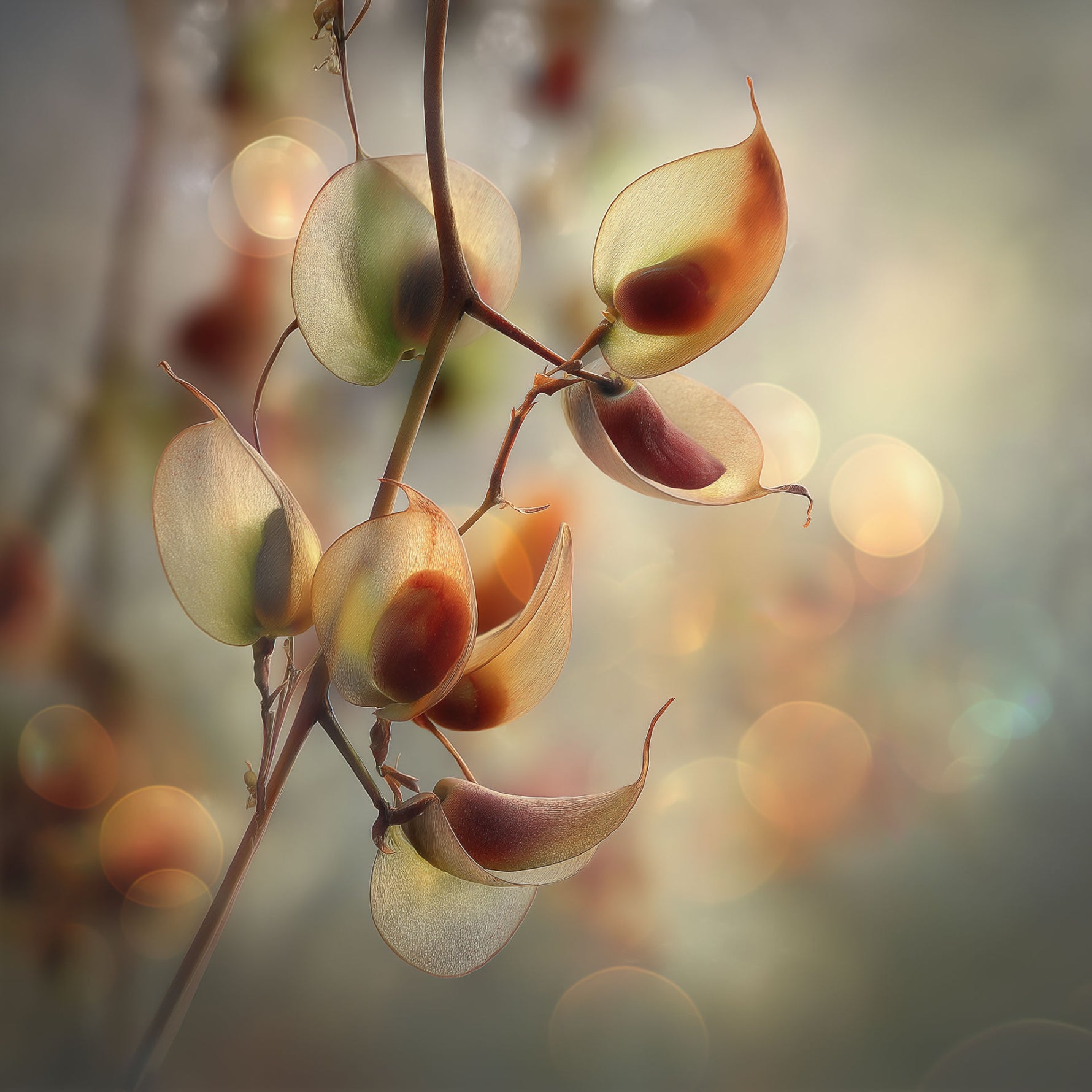 Close-up of Mucuna Pruriens with a blurred bokeh background